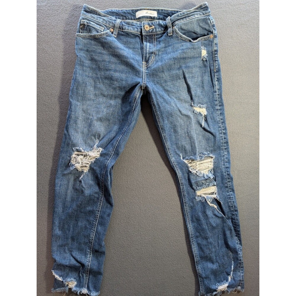 KanCan Womens Jeans 7/27 Blue Distressed Skinny Stretch Denim Raw Hem KC8652D